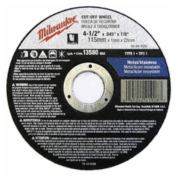 [12601] 4-1/2&quot; Milwaukee Disco de Corte Tipo 1